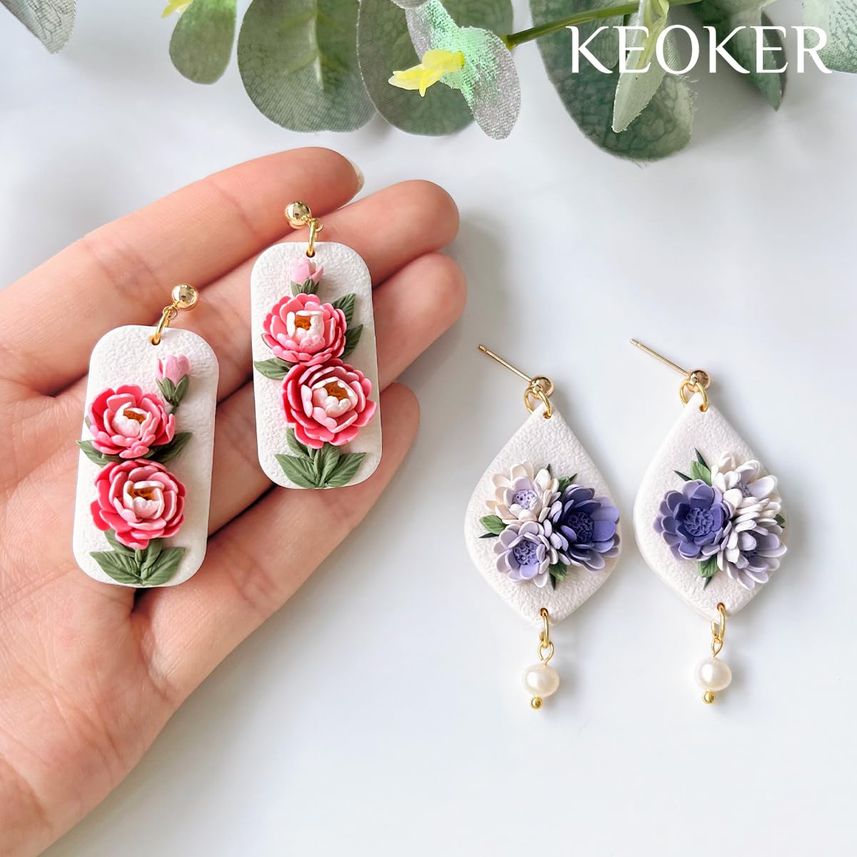 Keoker Polymer Clay Flower Petal Line Cutter, Shape Polymer Clay Cutters to Make 3D Flowers, Polymer Clay Petal Tool