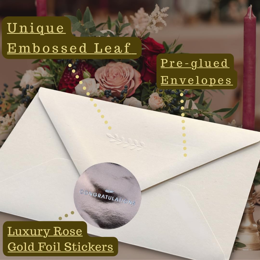 RUN2PRINT Congratulations Cards with Envelopes, 12 Pack, Ivory, Blank Inside