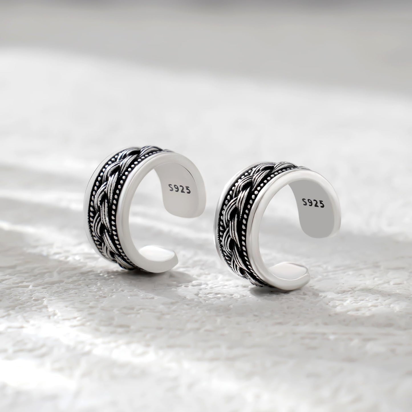 Celtic Ear Cuffs 925 Sterling Silver Oxidised Knot Ear Cuffs Non Piercing Thick Fake Conch Cuff Wrap Earrings Set Adjustable Celtic Cuff Earrings