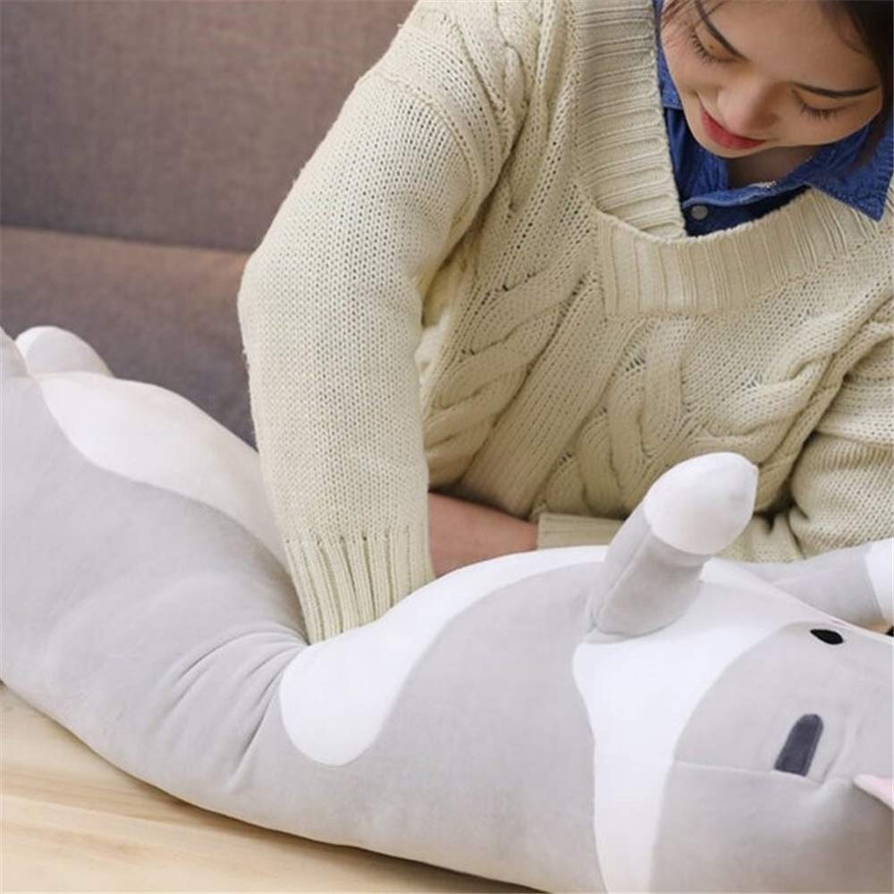 Lovely Plush Cat Doll Cute Cartoon Soft Stuffed Kitten Long Throw Sleeping Pillow Toy Gift for Kids Girlfriend Multiple Size (Grey,90cm/35.4in)