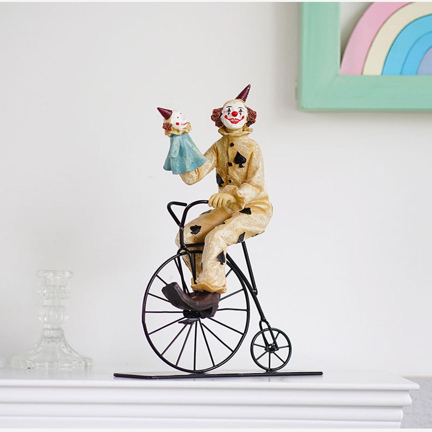 SXSZZXL Clown Statue 12 Inch Creative Circus Clown Resin Sculpture Handmade Crafts Tabletop Decoration for Halloween Home Decor (Large)