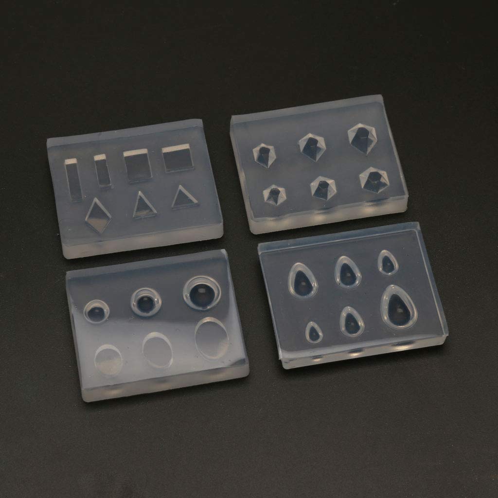 A FEI 12Pcs Mini Faceted Diamond Crystal Resin Mold Oval Round Gemstone Nail Art Molds