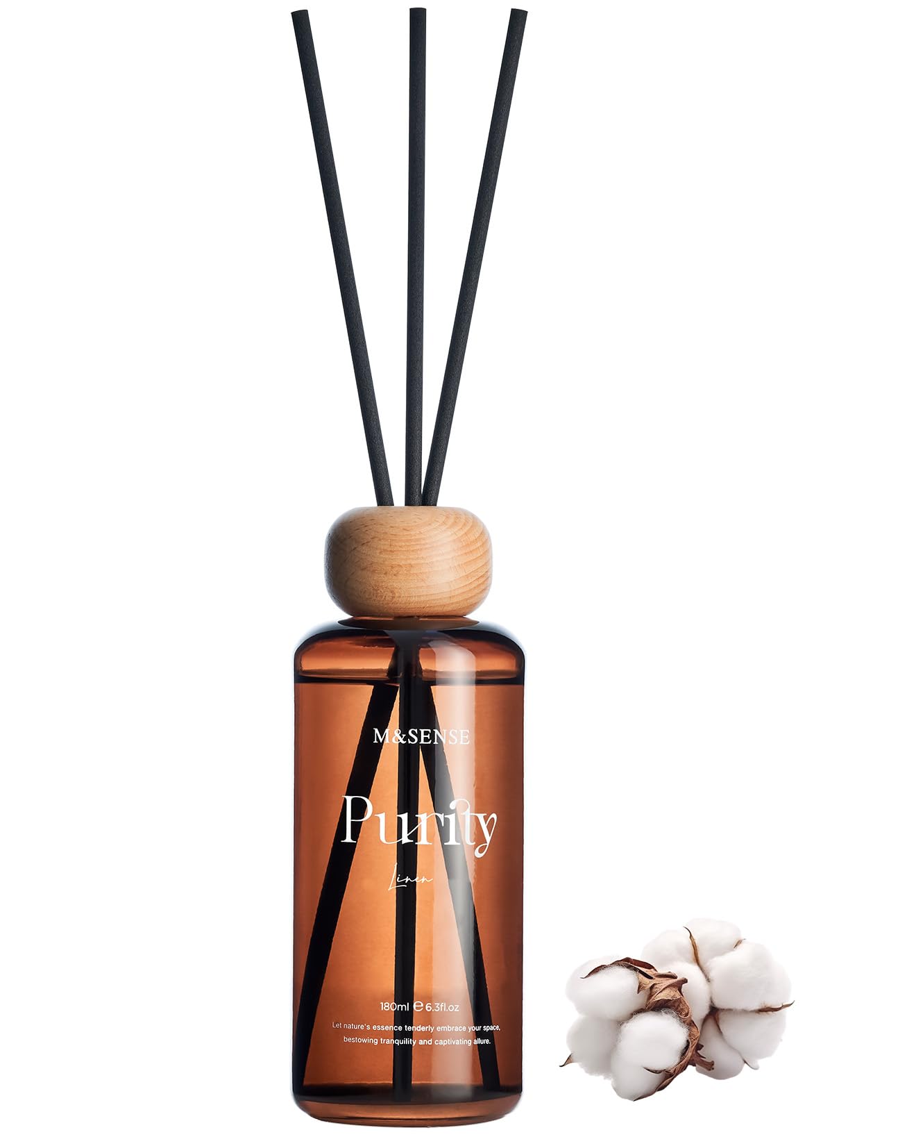 M&SENSE Linen Reed Diffuser: Upgraded Formula 6.3 fl oz Non-Toxic Aroma Set with Sticks, Long-Lasting Natural Essential Oil Gifts for Home, Bedroom
