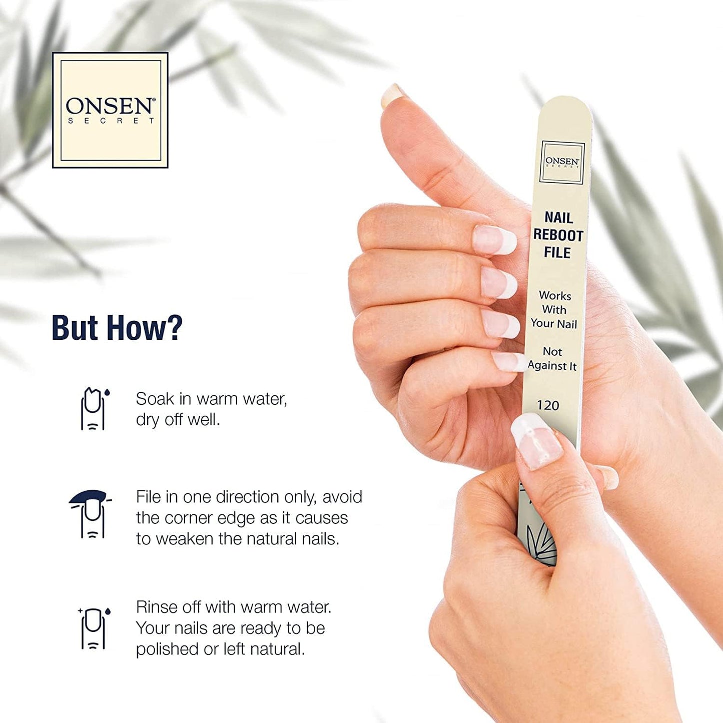 Onsen Japanese Nail Shape & Shine Kit | 3-Way Nail Buffer Block w/ 2 Extra Pads & 6-Pack Professional File 120/180 Grit for Natural and Acrylic Nails | Shape and Shine Series - Super Value Bundle
