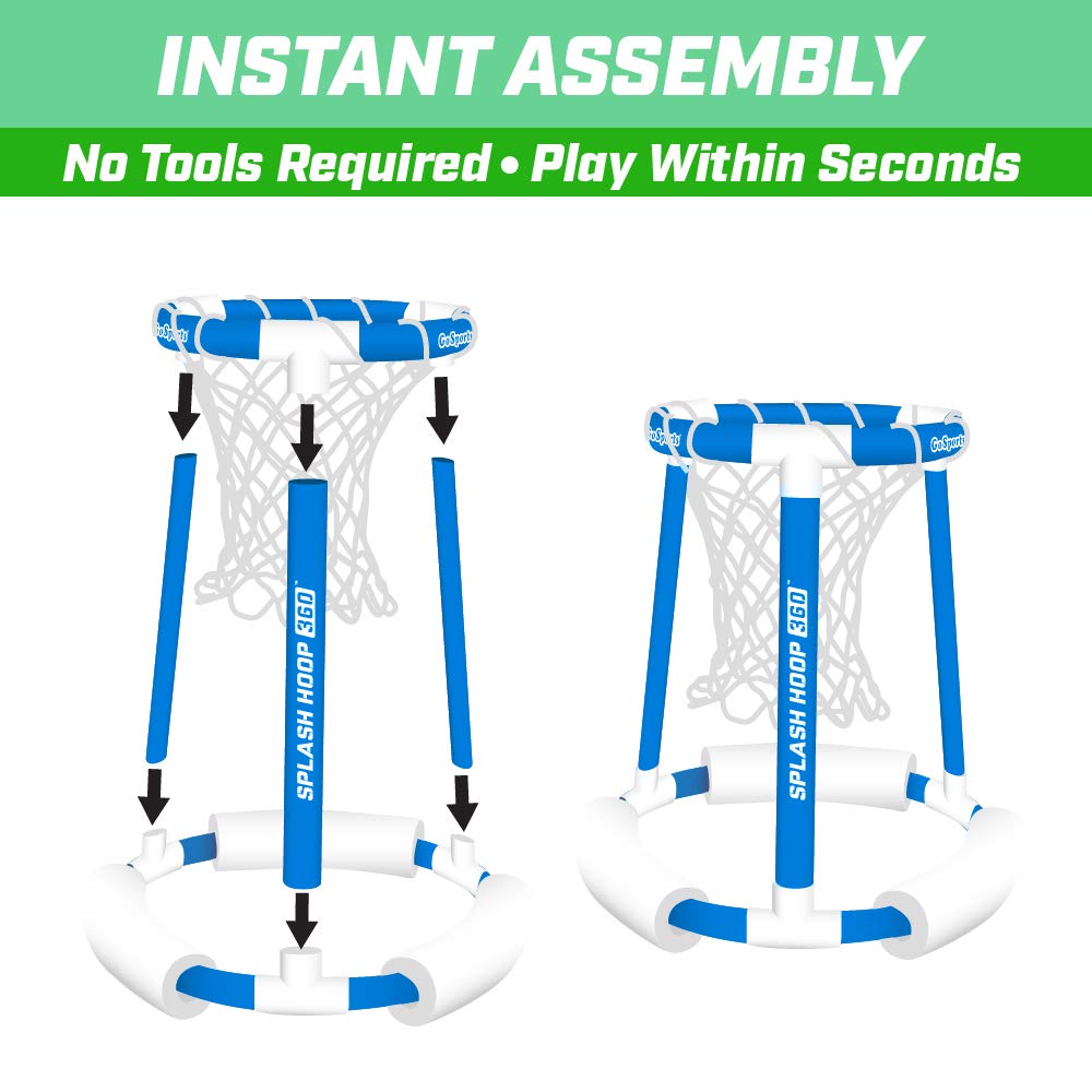 GoSports Splash Hoop 360 Floating Pool Basketball Game Includes Hoop, 2 Balls and Pump
