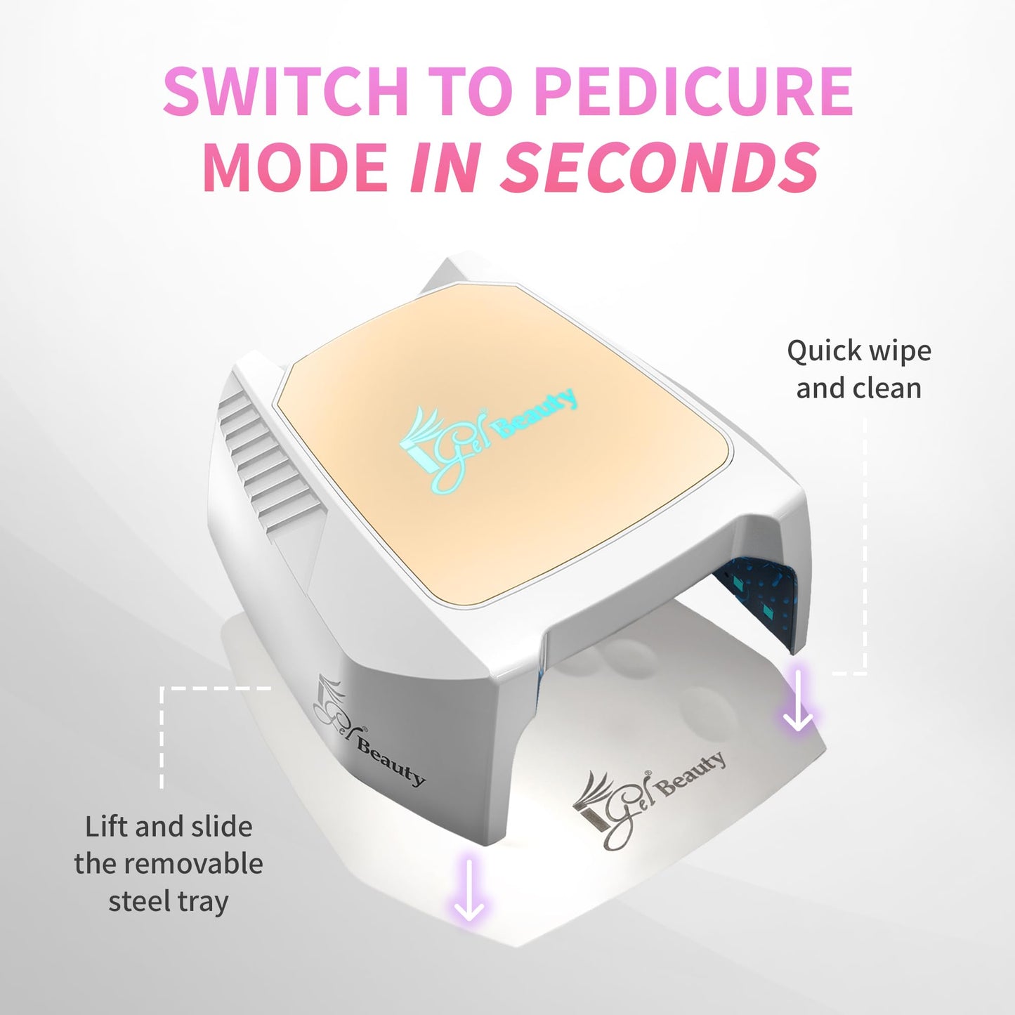 iGel Beauty Hybrid PRO 2.0 UV/LED Nail Lamp – 48W Wireless Rechargeable Nail Dryer, Full Hand Curing, Smart Motion Sensor, Removable Tray, Cordless Gel Lamp for Manicure & Pedicure