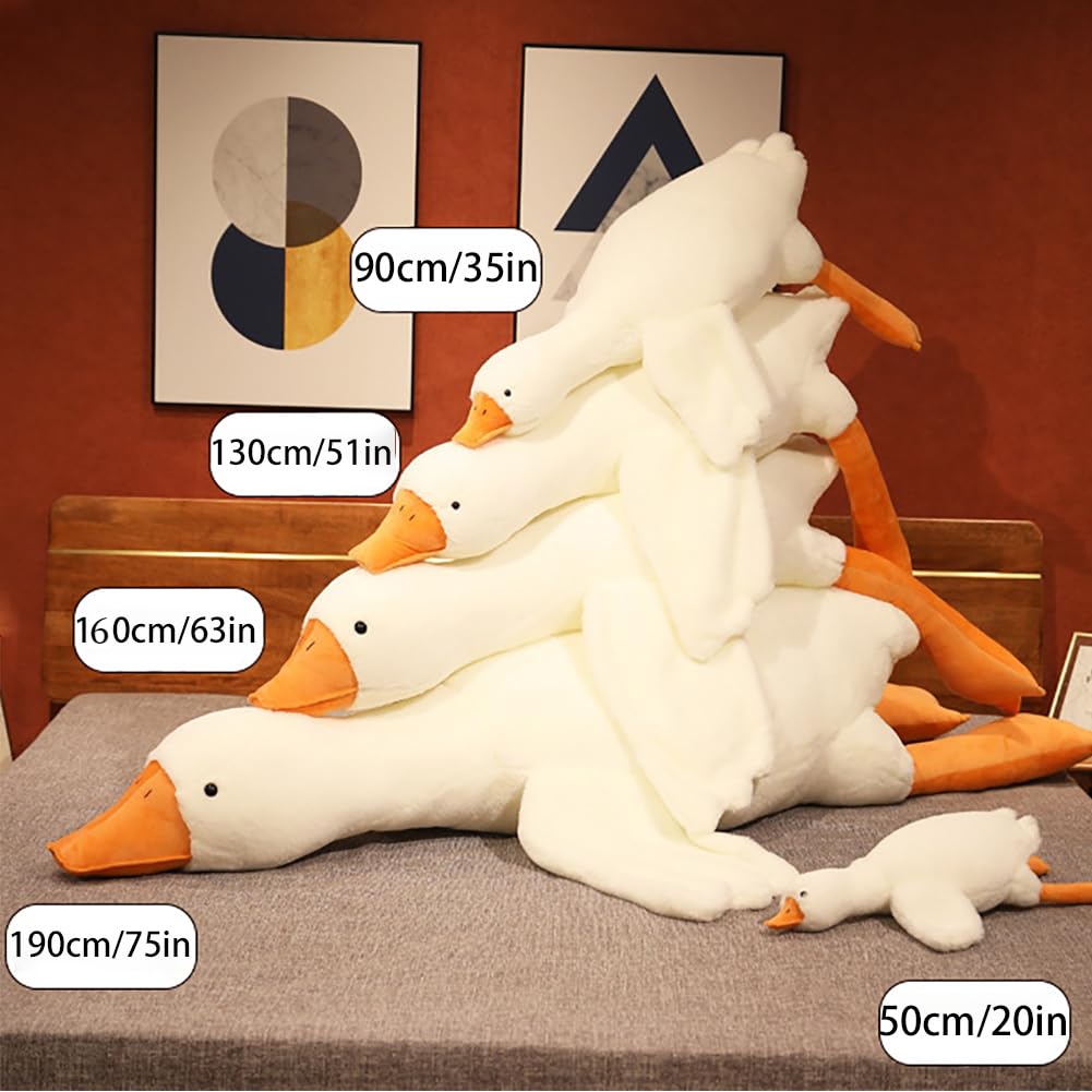 Srutirbo Giant White Goose Plush-75 in Soft Furry Swan Stuffed Animal Pillow,Huge Goose Plush Hugging Pillow Gifts for Every Age (75in)