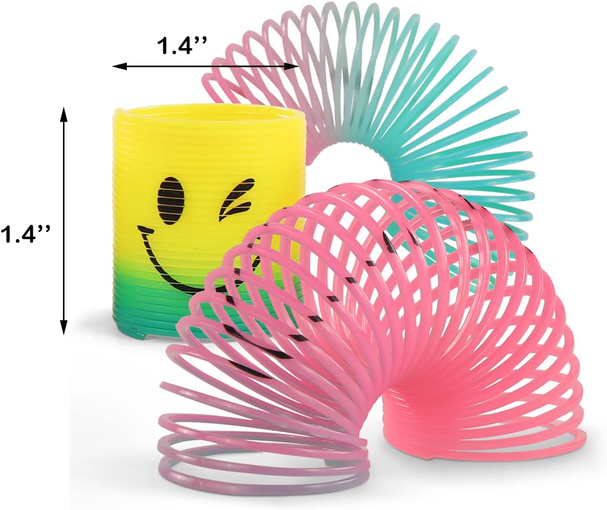 24 Pack Spring Rainbow Magic Fidget Stress Coil Mini Springs Bulk Toys for Party Favor Carnival Prize Birthday Goodie Bag Stuffers for Kids Boys Girls… (24)