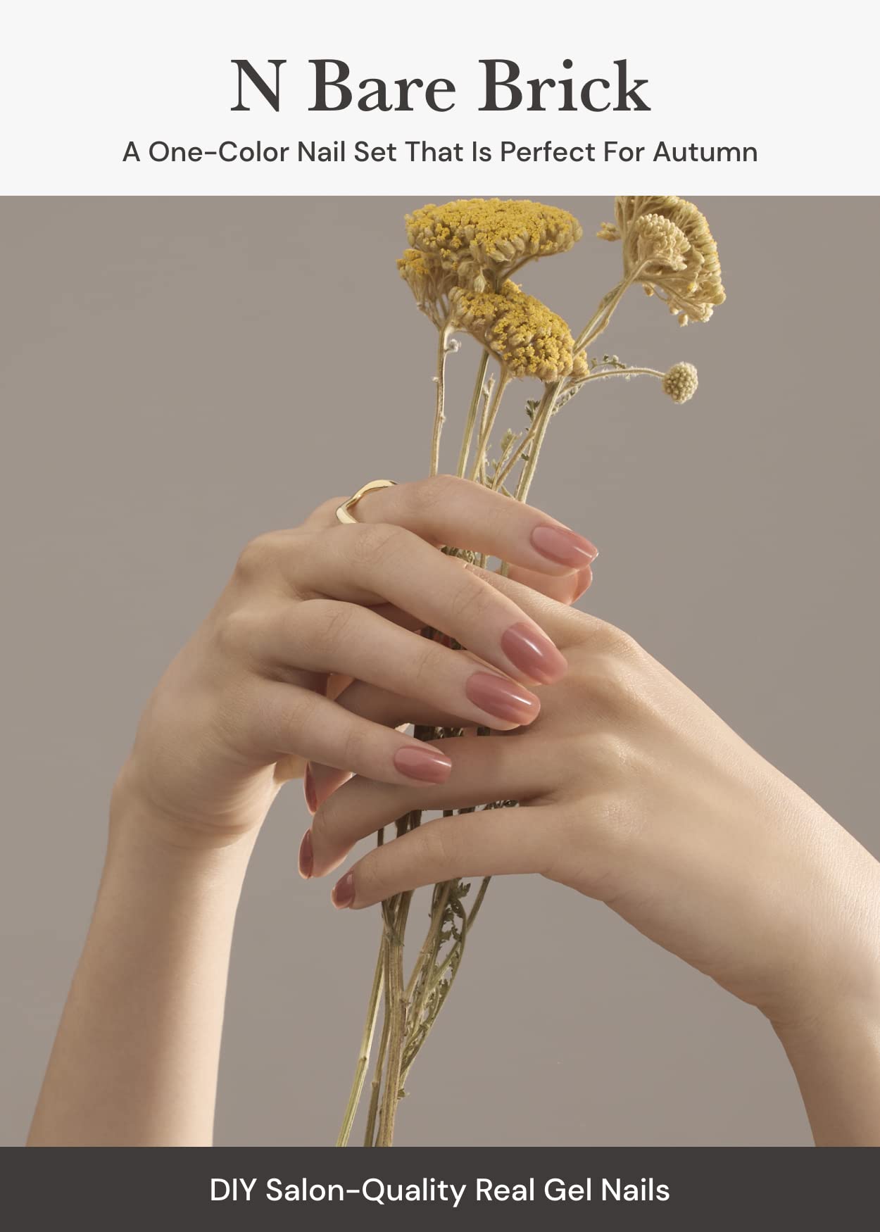 ohora Semi Cured Gel Nail Strips (N Bare Brick) - Works with Any Lamps, Salon-Quality, Long Lasting, Easy to Apply & Remove - Includes 2 Prep Pads, Nail File & Wooden Stick
