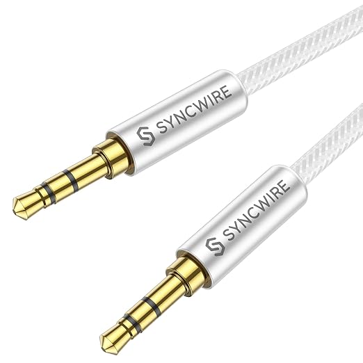SYNCWIRE 3.5mm Aux Cable Nylon Braided Auxiliary Audio Cable Male to Male Headphone Audio Cord (10ft/3m, Hi-Fi Sound) Aux Cord for Car, Headphone, Home Stereos, Speaker, iPhones, iPods, iPad, Echo