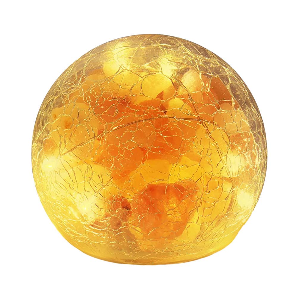Uonlytech Salt Rock Lamp Battery Powered Himalayan Pink with Crackle Glass Ball Rock Salt Night Light for Bedroom Home Decor