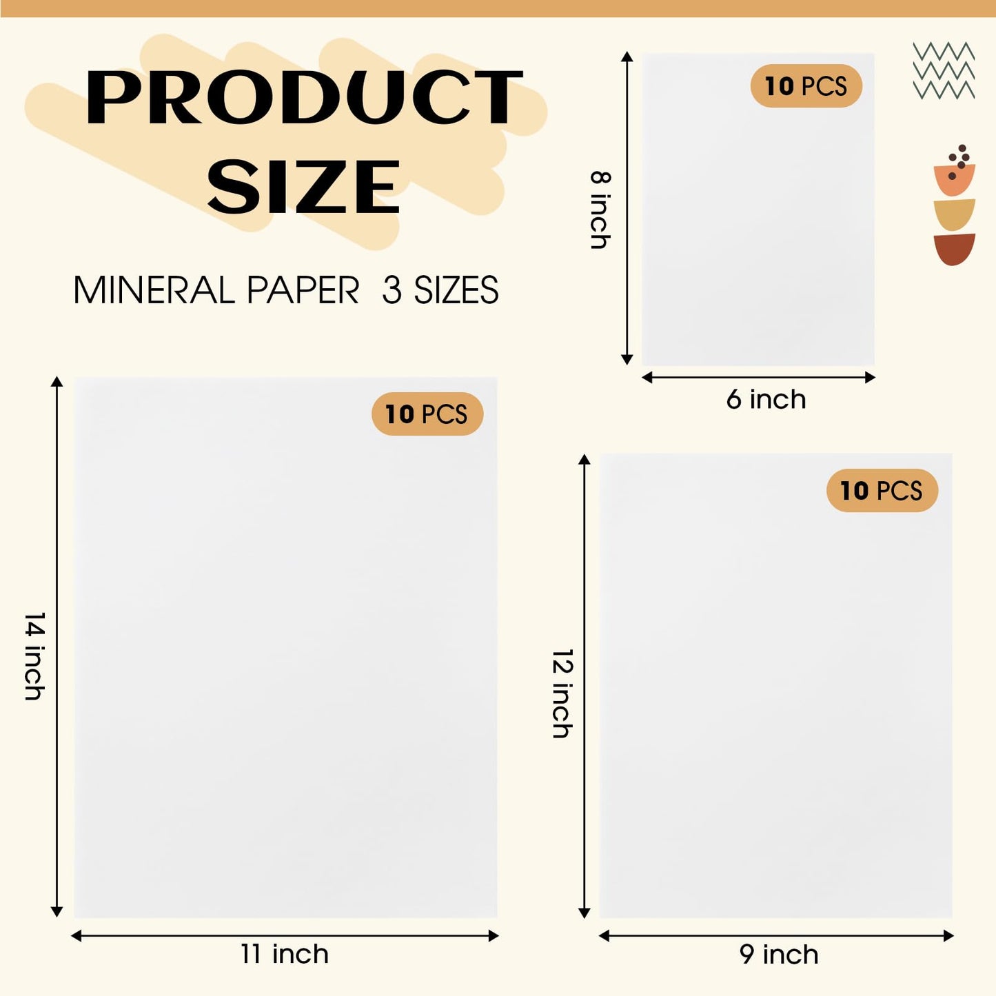 Maitys 30 Sheets Mineral Stone Paper, 3 Sizes (6x8, 9x12, 11x14 Inch), Durable Waterproof Paper for Alcohol Ink, Watercolor, Sketching, and Mixed Media Art