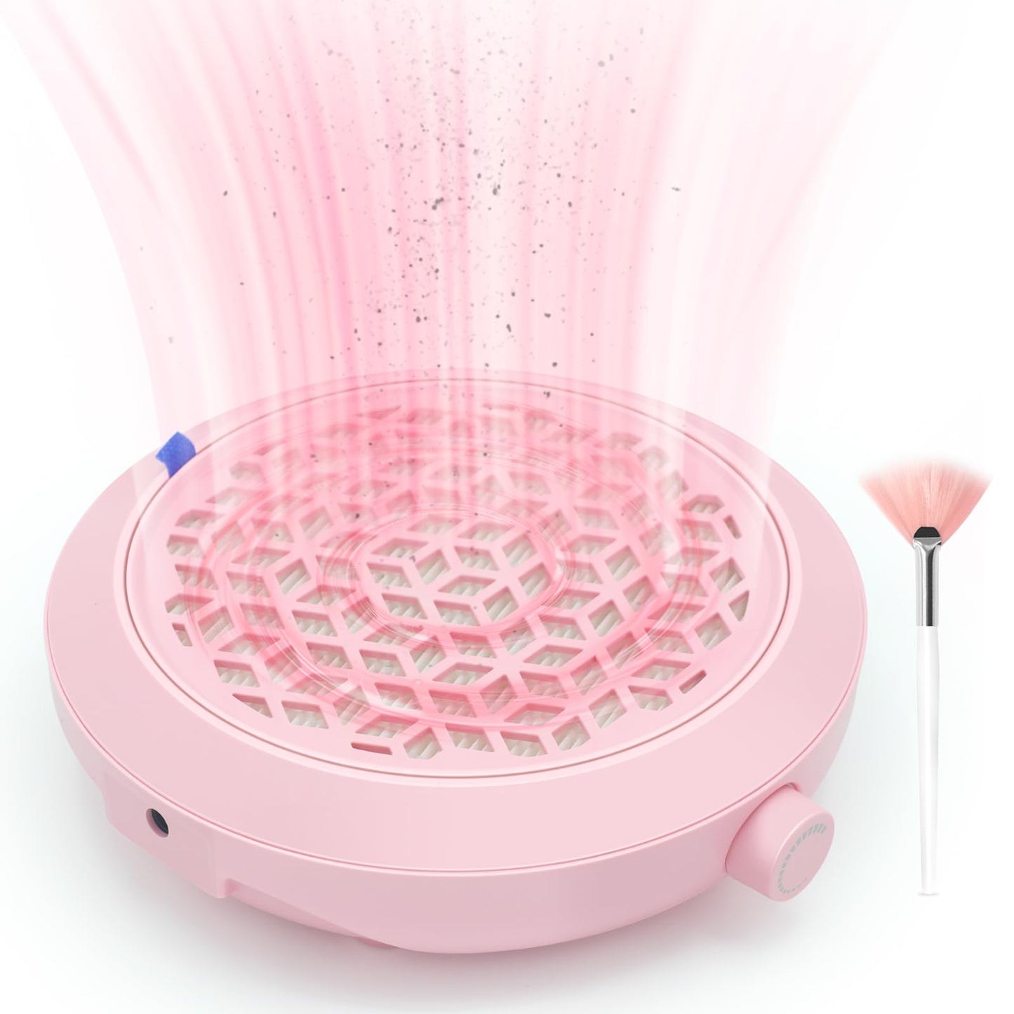 WISADA Nail Dust Collector, 4500RPM Powerful Suction Pink Nail Vacuum with Reusable Filter and Brush, Stepless Speed Control for Acrylics & Gels, Salon Tech & Home Essentials