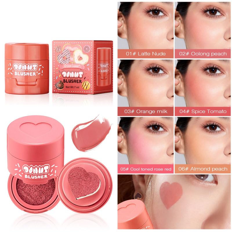 Stamp Liquid Blush Stamp Blush with Heart Shaped Applicator Natural Long Lasting Blush, Light and Airy Makeup for Women (4)
