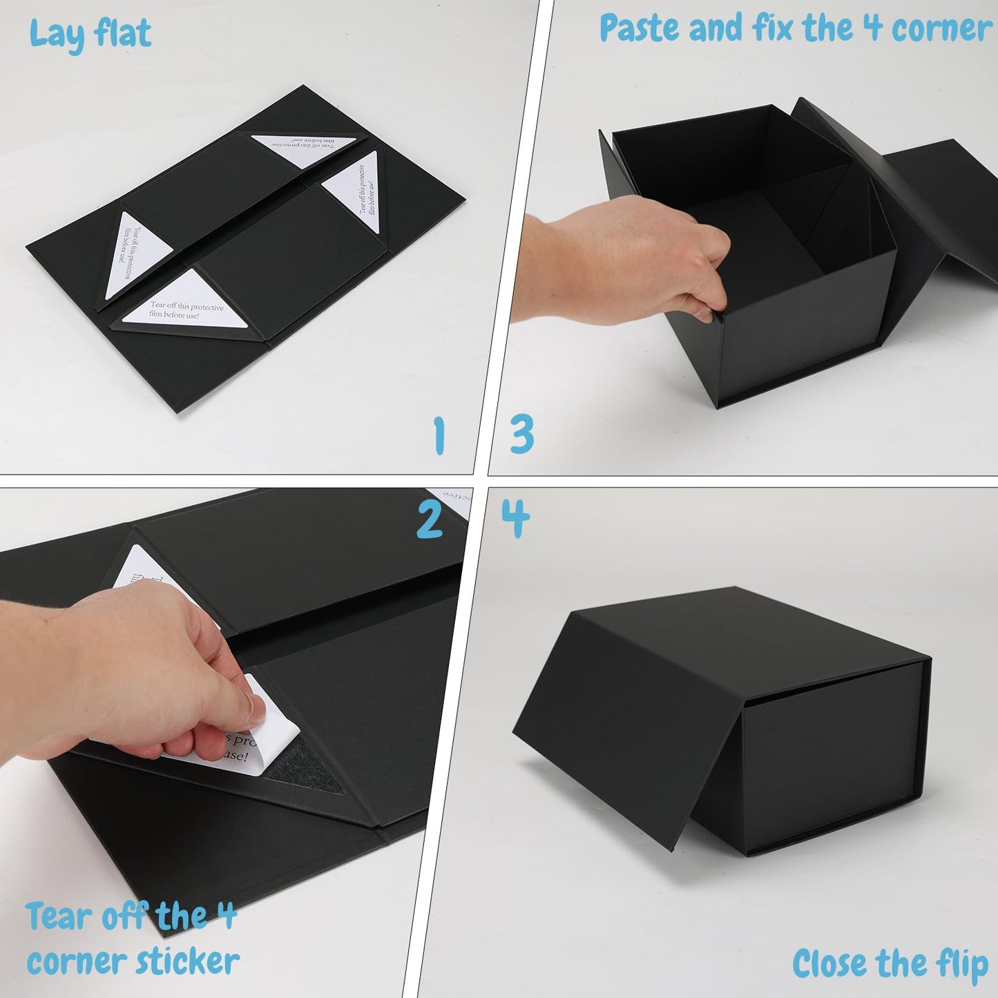 Schliersee 4Packs 9x6x4 Gift Box with Magnetic Lid for Present, Black Gifts Wrap Box for Mother's Day, Birthday, Wedding, Groomsmen Bridesmaid