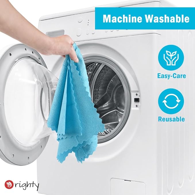 Orighty Cleaning Cloths 12x12 inch, Pack of 24, Highly Absorbent Microfiber Cleaning Supplies, Lint Free Cloths for Multiple-use, Powerful Cleaning Rags for House, Kitchen, Car Care (Blue)