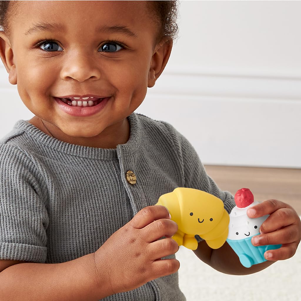 Itzy Ritzy Put & Take Activity Toy – Spill & Fill Includes 4 Squeezable Pieces for Infants & Toddlers – Great for Sorting, Imaginative Play & Sensory Engagement (Bakery)