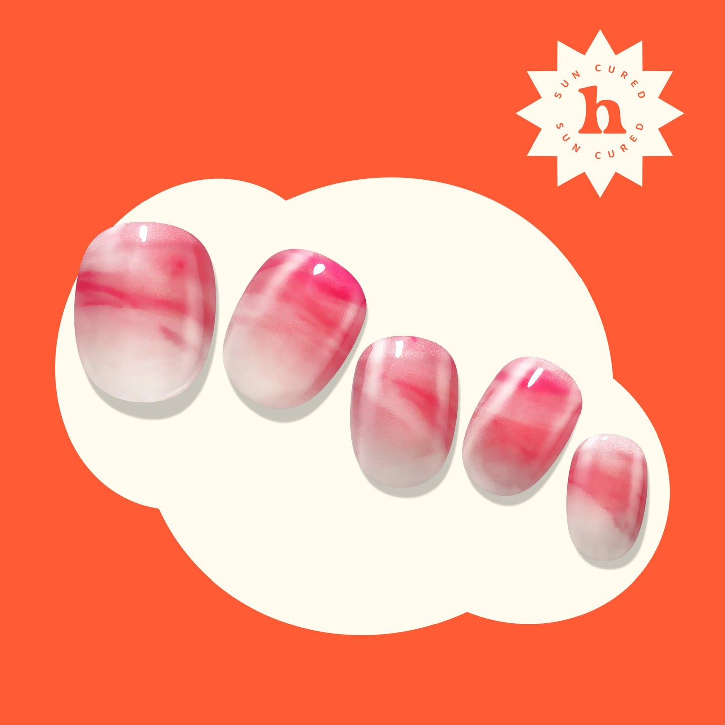 Heyhae Semi Cured Gel Nail Strips | No LED Lamp Needed | Summer, Marble, Red | Easy Apply & Remove, Salon Quality | Includes 28 Strips, 1 Prep Pads, Nail File & Wooden stick - Hey, You're A Gem