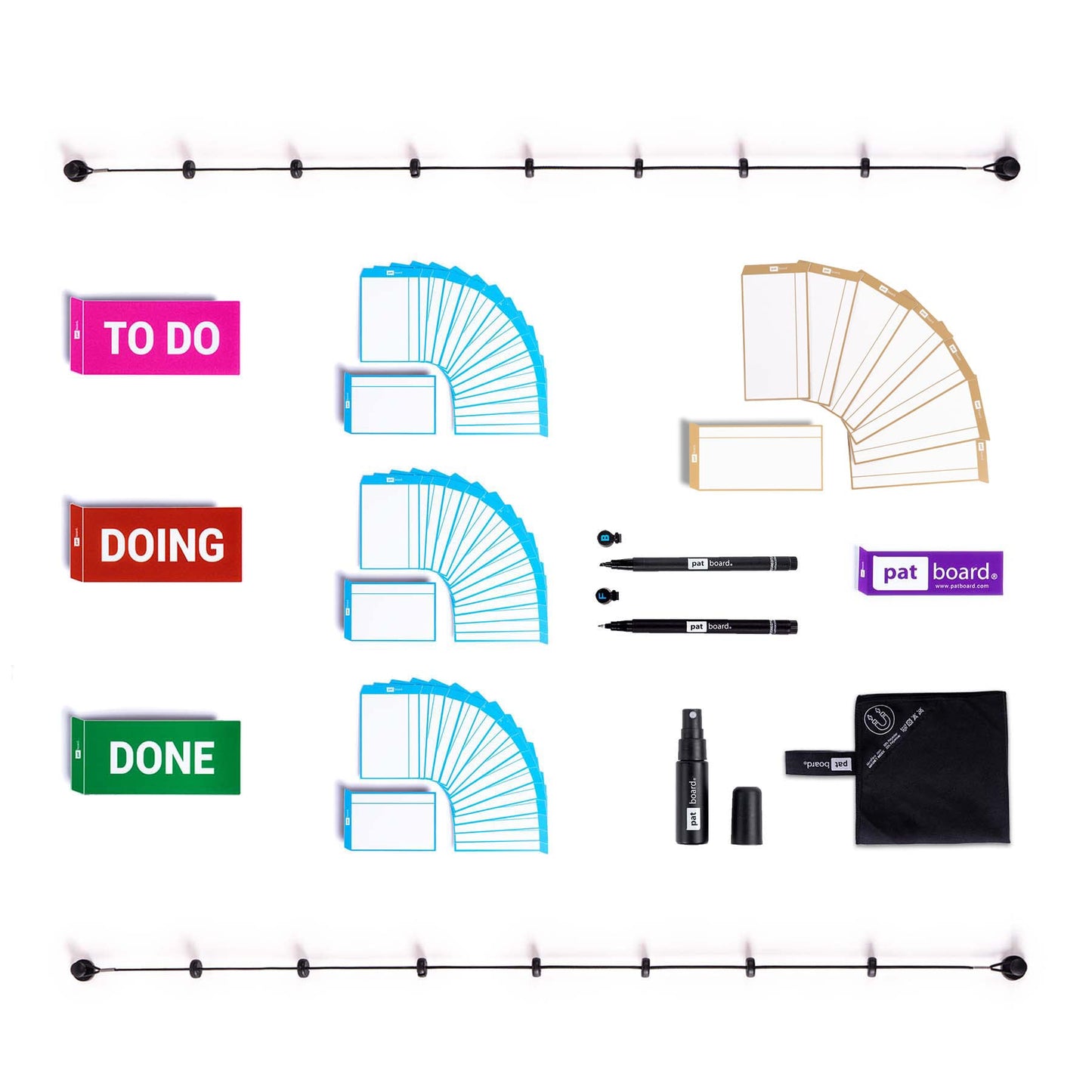 PATboard Scrum Board and Kanban Board - Basic Toolset Magnetic – Agile Magnetic Cards and Kanban & Scrum Tools – Reusable Magnets Scrum Board kit - for Office whiteboards and Metal Surfaces