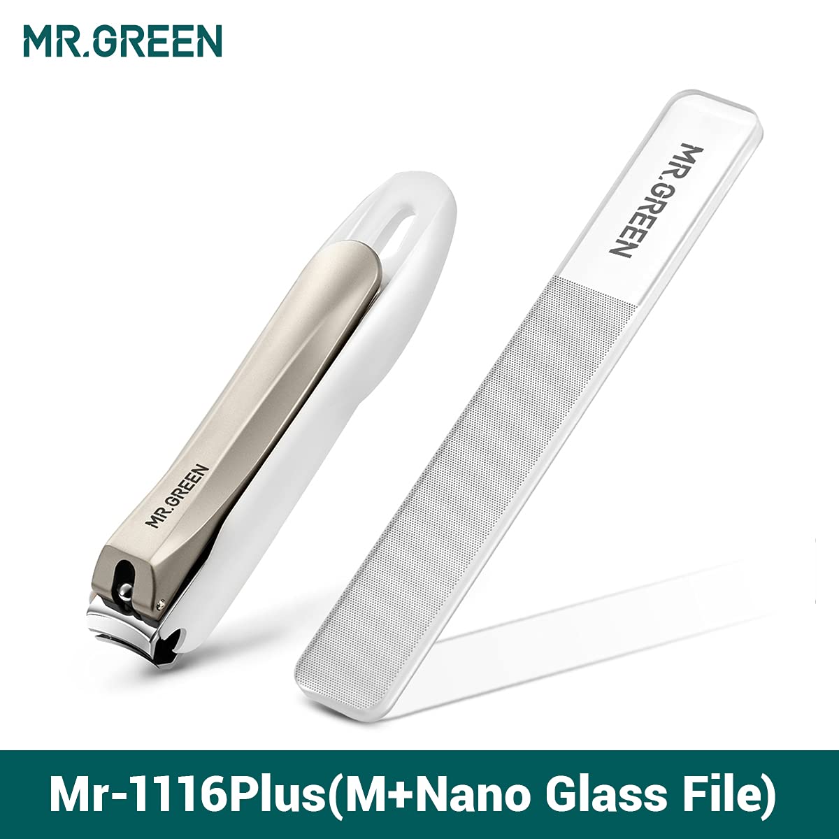 MR.GREEN Nail Clippers Anti Splash Fingernail Cutter Stainless Steel Manicure Tools Nail Scissors Detachable Design Nail Trimmer (M+Nano Glass File)