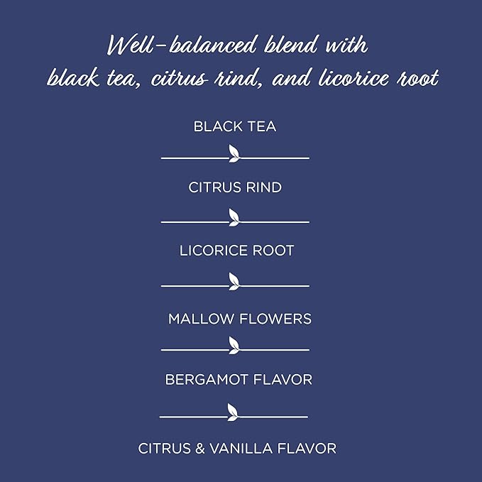 The Tea Spot Earl of Grey Black Tea with Citrus for Energy | Blend of Black Tea, Citrus Root, Mallow Flowers, Bergamot, and Vanilla Flavoring | 15 Tea Bags