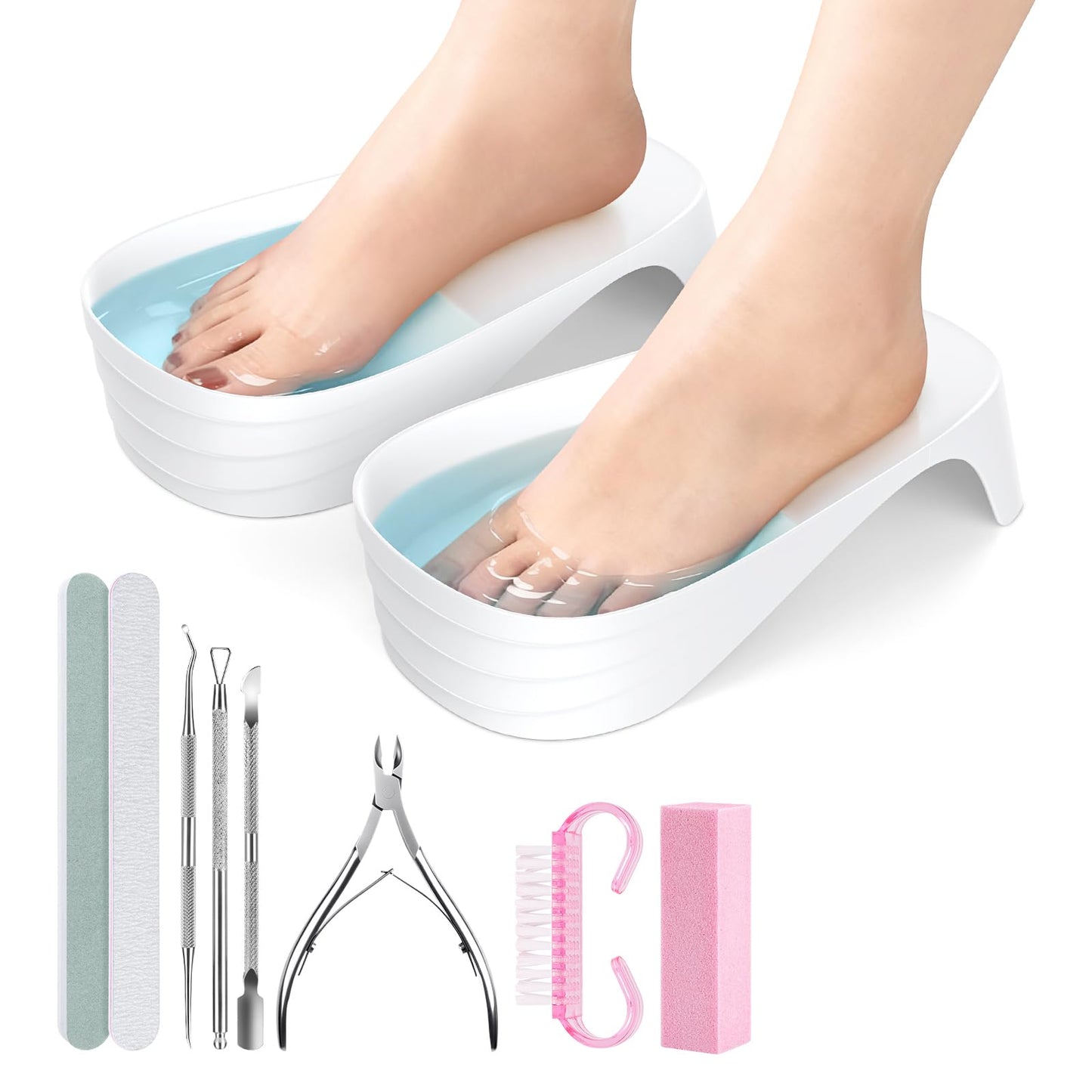 Yokilly Toe Nail Soaking Bowl: Large Size Acetone Proof Toe Soaking Tray for DIY enthusiasts Home Use - Shoe Design Foot Soaking Bath Tub for Soak Off Dip Powder Gel Polish Remover (White)