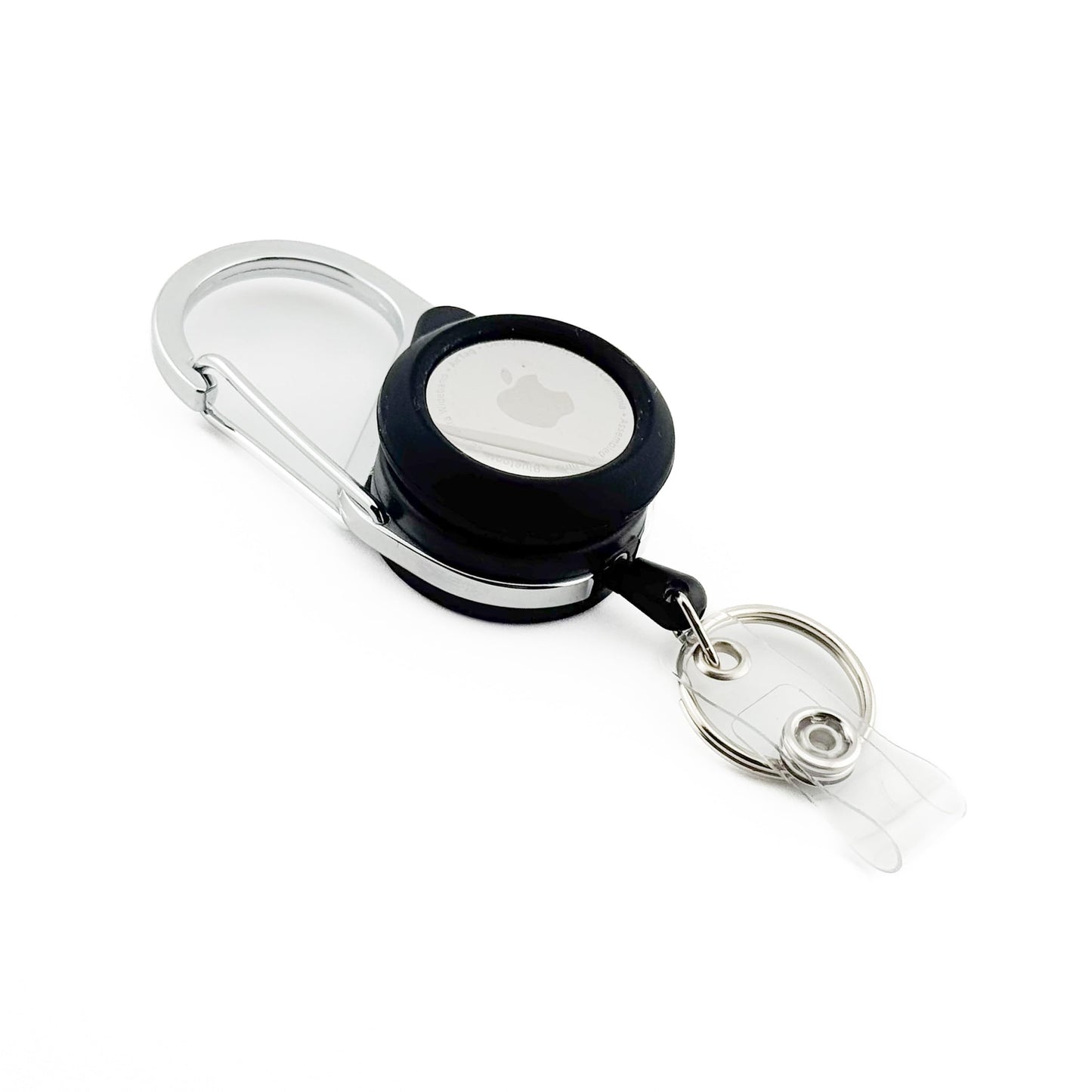GATYZGEAR Metal Retractable Keychain Reel with AirTag Holder | Heavy-Duty Retractable Keychain & Carabiner Badge Holder | Extendable Badge Reel | Apple AirTag-Compatible Tracker for Security