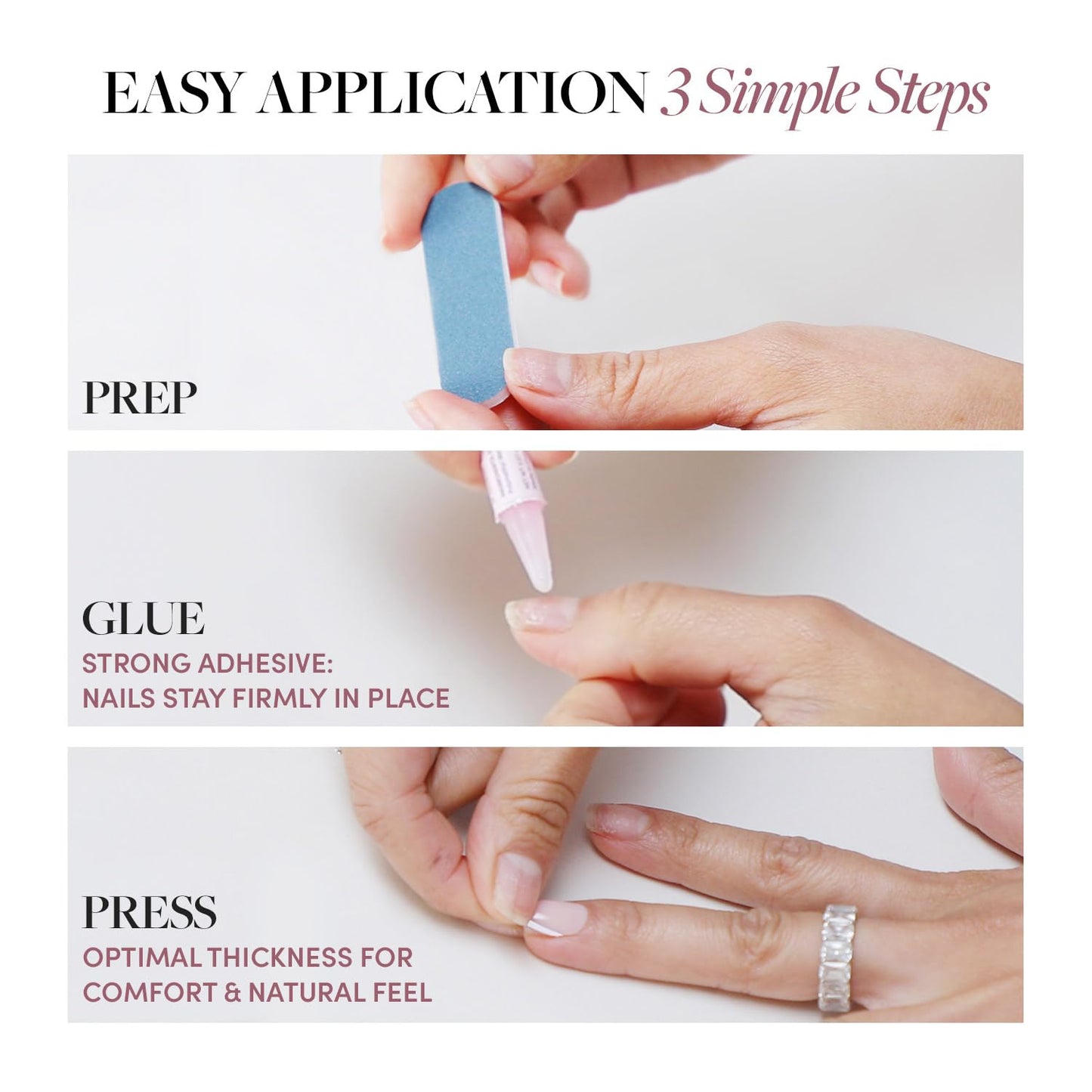 Glamnetic Press-On Nails Bundle - Fall Mauve & Berry Maroon | Opaque Muted Blush Mauve Short Oval False Nails | Opaque Dark Red Maroon Short Round False Nails | Reusable Nail Kit with Glue