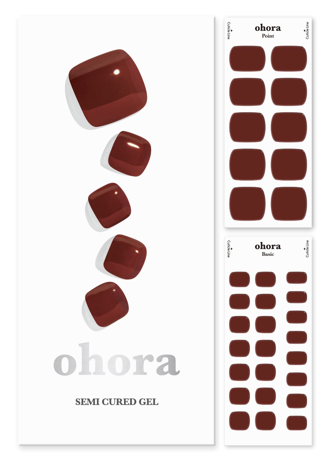 ohora Semi Cured Gel Pedi Strips (P Chilly Red) - Works with Any Pedi Lamps, Salon-Quality, Long Lasting, Easy to Apply & Remove - Includes 2 Prep Pads, Pedi File & Wooden Stick