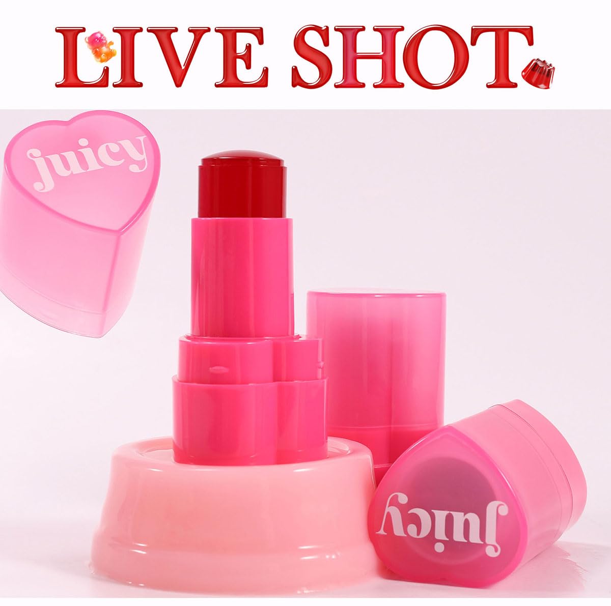 Cooling Water Jelly Tint Stick，Multi-Use Juicy Love Blush, 3-In-1cheek Blush & Eyeshadow & Lip Tinted Long-Lasting Moisture Stick，Bouncy Jelly Texture，Creates A Moist Watercolor Effect (#04, 0.32oz)