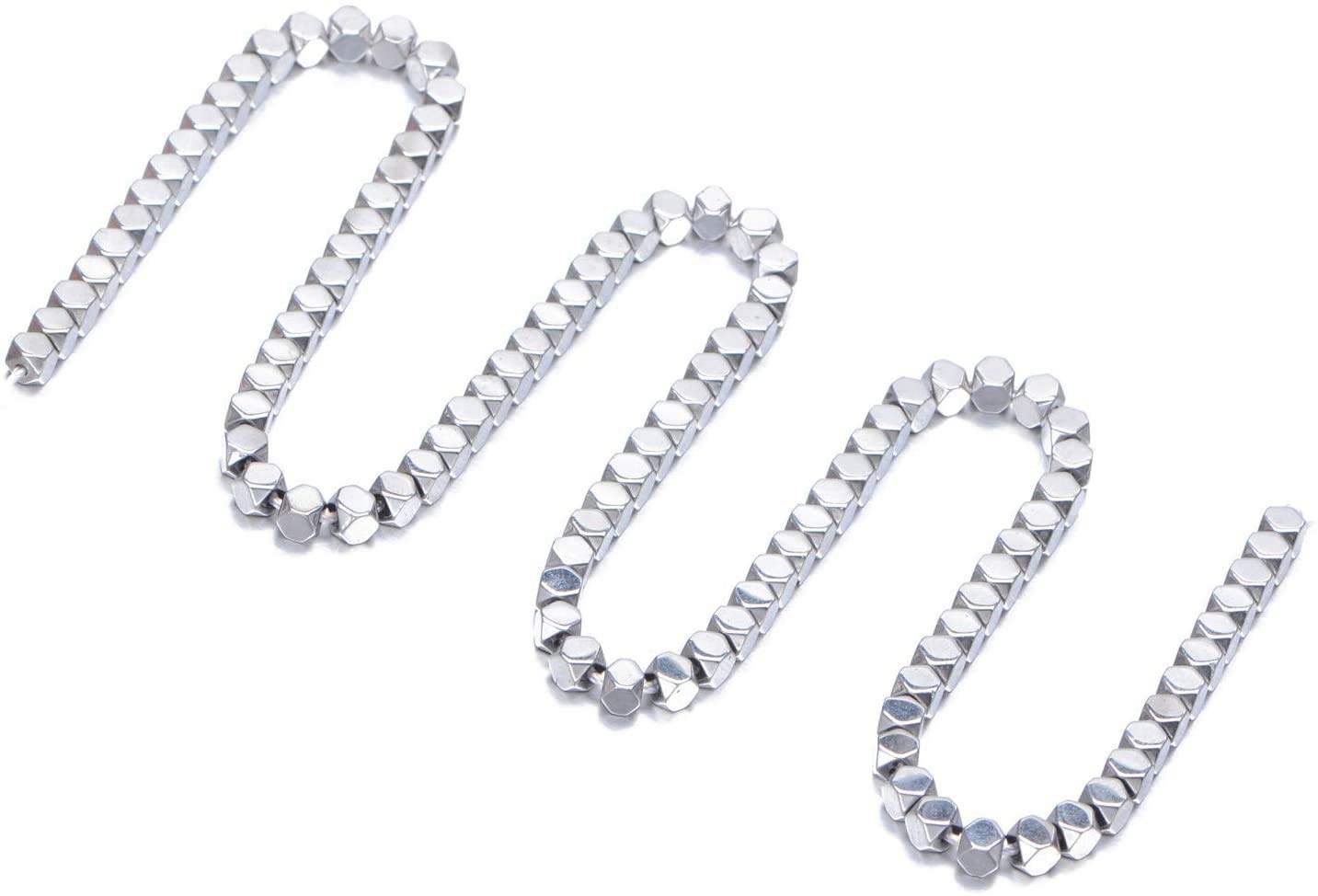 AD Beads Natural Hematite Gemstone Faceted Square Cube Loose Beads 16" (6x6mm, Metallic Silver)