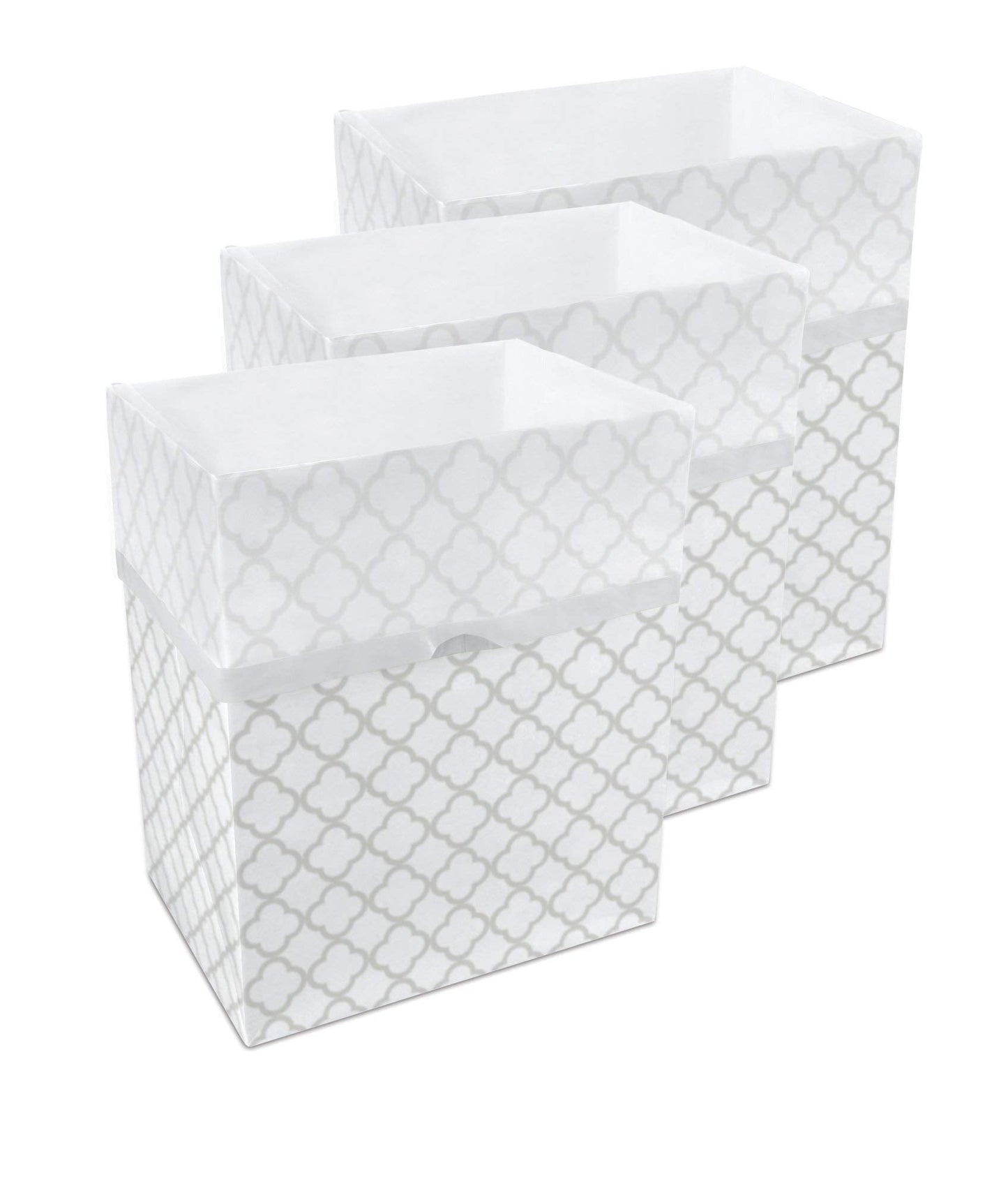 Clean Cubes 13 Gallon Disposable Pop-Up Trash Cans (3-Pack) with Fitted Bags – Foldable Garbage & Recycling Bins for Parties, Events & Kitchen (Trellis, 17" H x 13.5" W x 10" D)