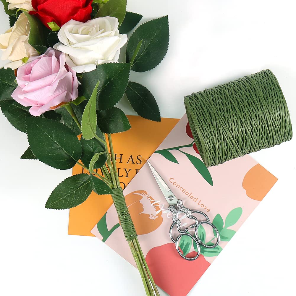 Tenn Well Floral Wire, 656 Feet 2mm Paper Covered Bind Wire for Floral Bouquets, Crowns, Wreath Making, Christmas Ornaments, Garlands, Wedding Decorating, Crafts (Green)