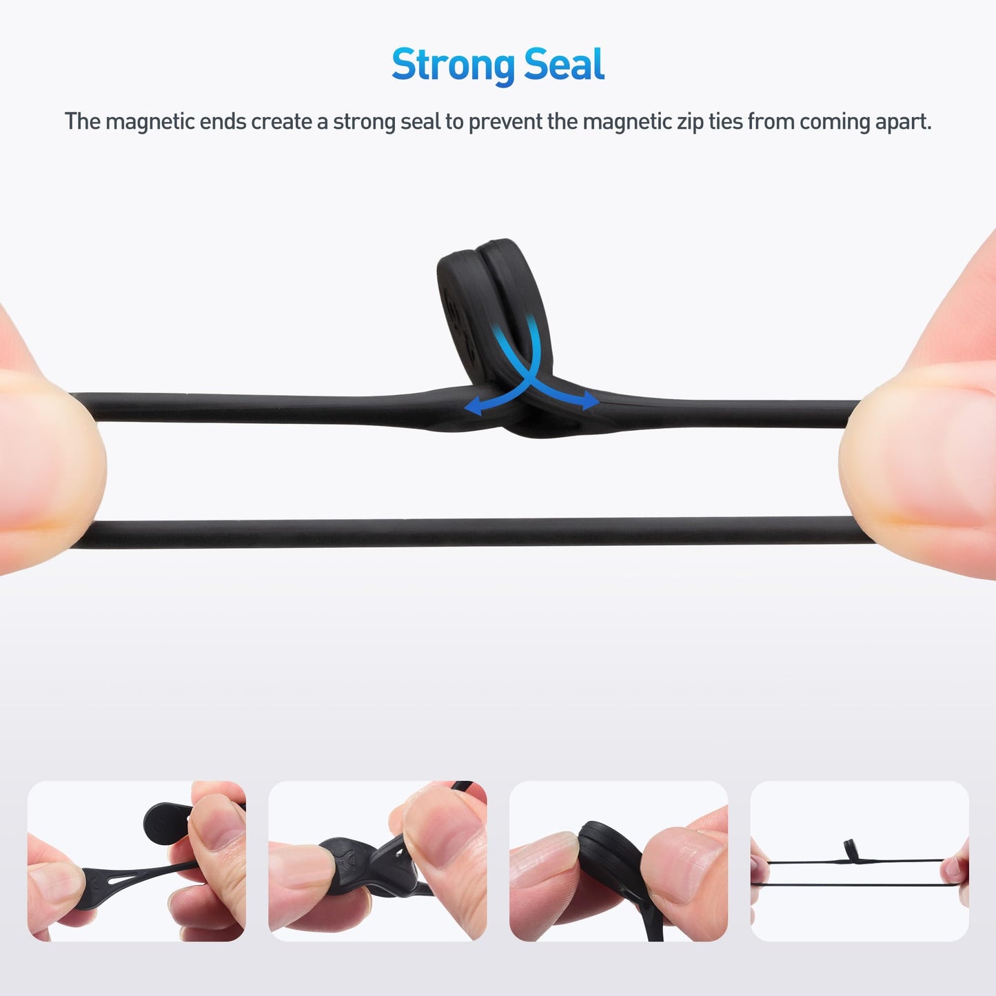 Cable Matters 20-Pack Ultra Strong Silicone Magnetic Cable Ties, Magnetic Cord Ties/ZipTies/Cord Organizer, Black and White