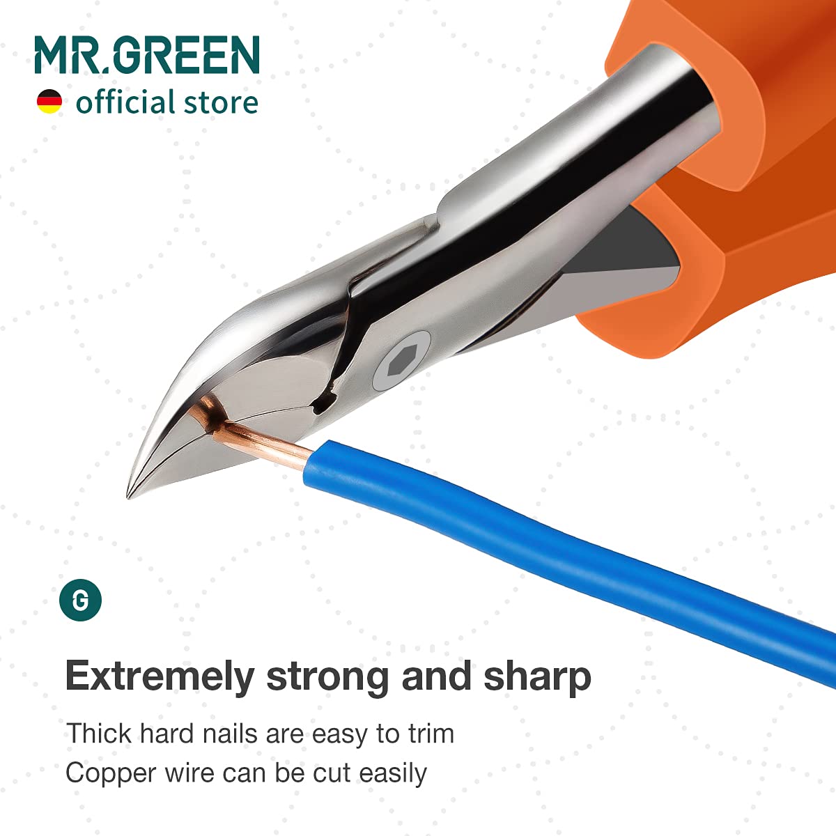 MR.GREEN Nail Clippers Toenail Cutters Anti-Splash Professional Ingrown Thick Hard Nail Scissors Pedicure Tools Manicure Sets (Orange Handle+Nail Remover)