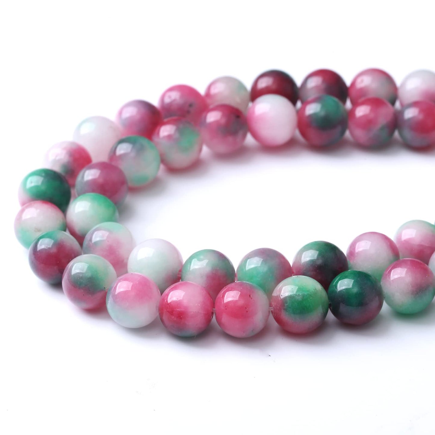 60pcs 6mm Natural Green Red Epidote Jade Stone Round Loose Spacer Beads for DIY Jewelry Making Necklaces Bracelets Healing Energy Beads (Epidote Jade, 6mm)