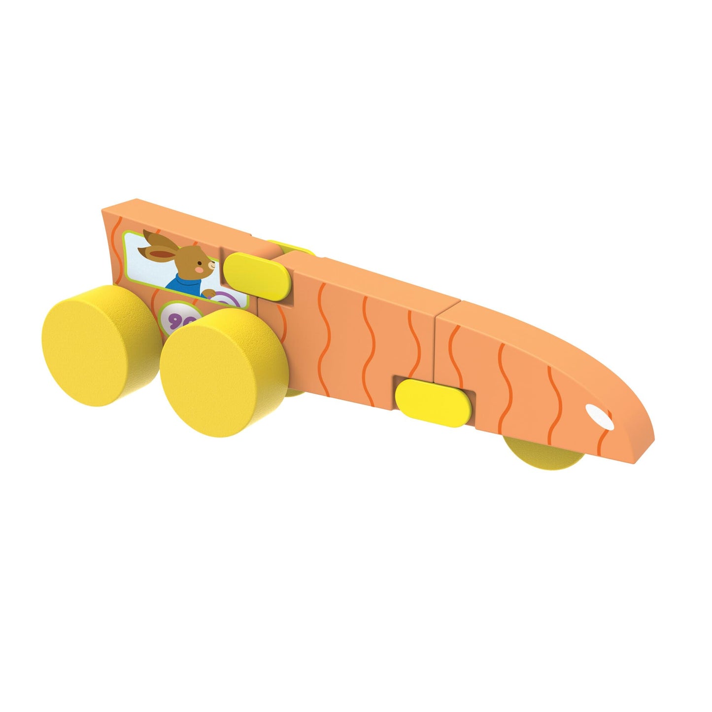 MindWare Konvertibles Transforming Wooden Cars – 2‑Piece Flip‑&‑Change Vehicle Set with Carry‑Along Box That Becomes 3‑D Road Scene, Toddler Toy for Ages 18 Months +