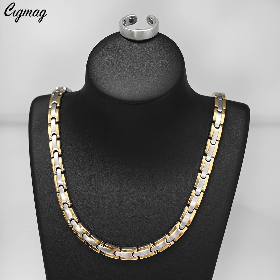 Cigmag Titanium Necklace for Men Women - Magnetic Necklace Ultra Strength Magnets - with Adjustable Sizing Tool and Present Box