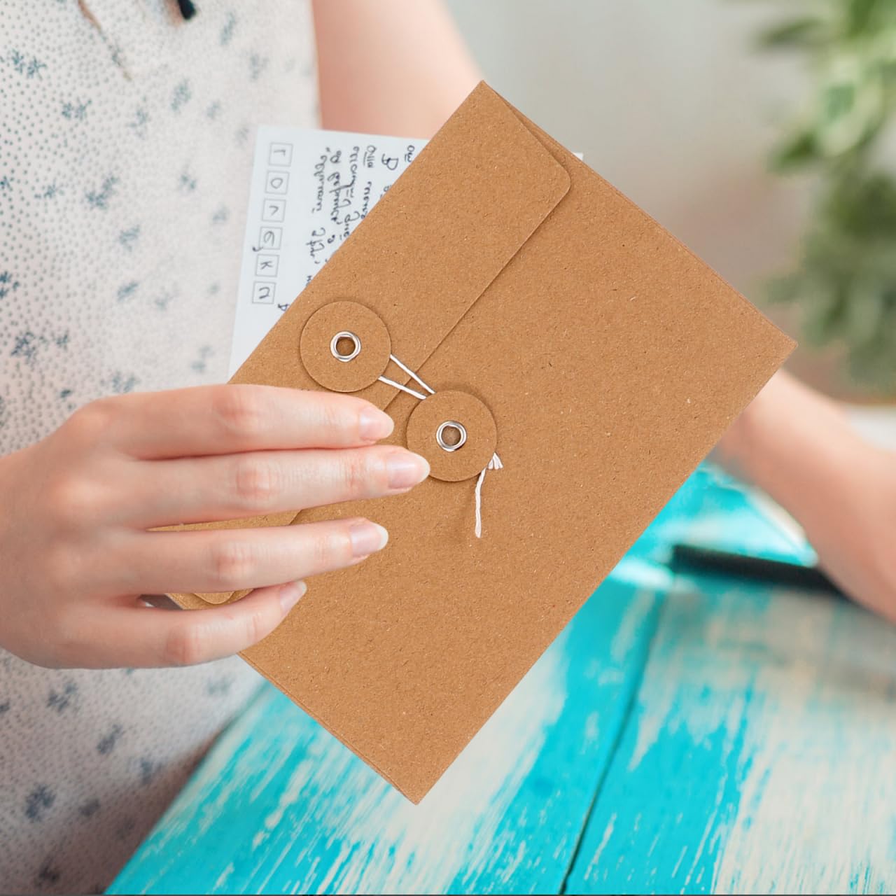 FUNOMOCYA 20Pcs Kraft Paper Wire Organizer Bags with String Tie Document Envelopes for Letters Files Invitations Office File Folder Storage