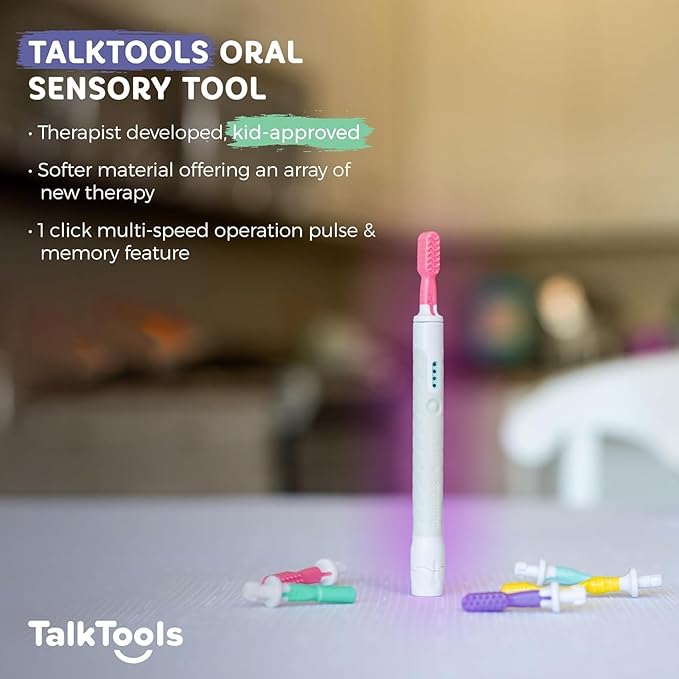 TalkTools Sensi Oral Sensory Therapy Tool with Soft Sensi Jaw Tips (Pink, 10 Tips Set - Pink)