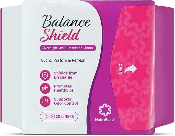 NutraBlast Balance Shield Panty Liners - Discharge & Odor-Proof Layers (180mm, 20-Pack)