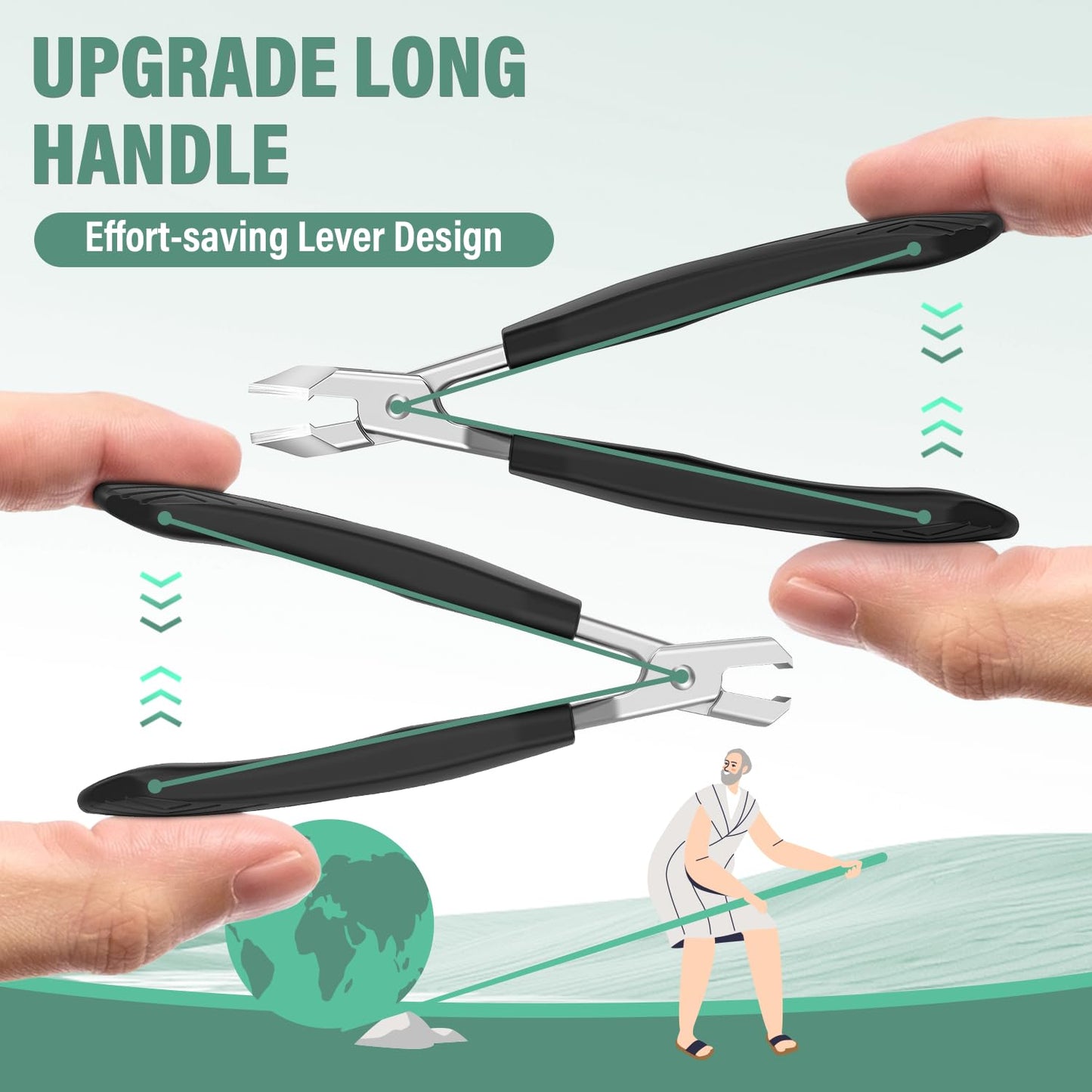 Upgrade Large Toenail Clippers for Thick Nails for Seniors Non-Slip Long Handle, Slanted Eagle Beak Angled Nail Clippers, Wide-Mouth Splash-Proof Curved Precision Ingrown Nail Cutter for Men Women