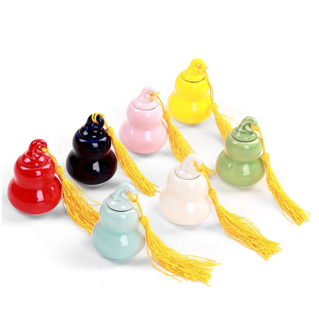Homoyoyo Mini Ceramic Gourd-shaped Tea Jar for Powder and Tealeaves Storage Airtight Decorative Container for Kitchen and Travel Use