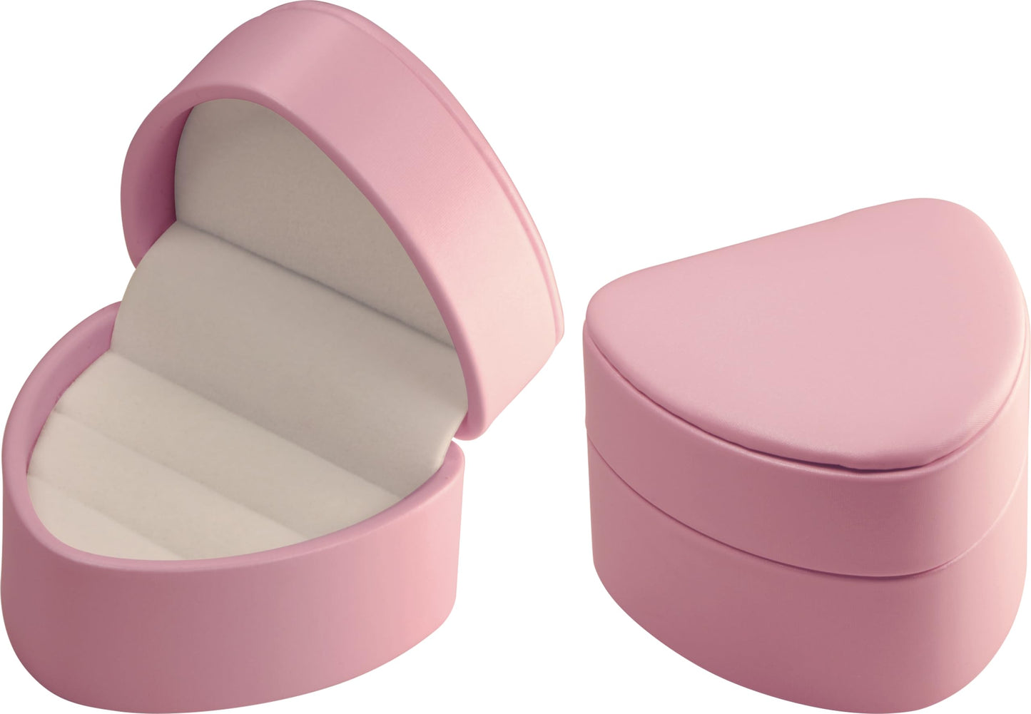 LAODA Heart Shaped Double Couple Ring Box for Wedding & Engagement - Premium PU Leather Two Slot Ring Jewelry Gift Box for Women & Men for Wedding Day Ceremony (1, Pink)