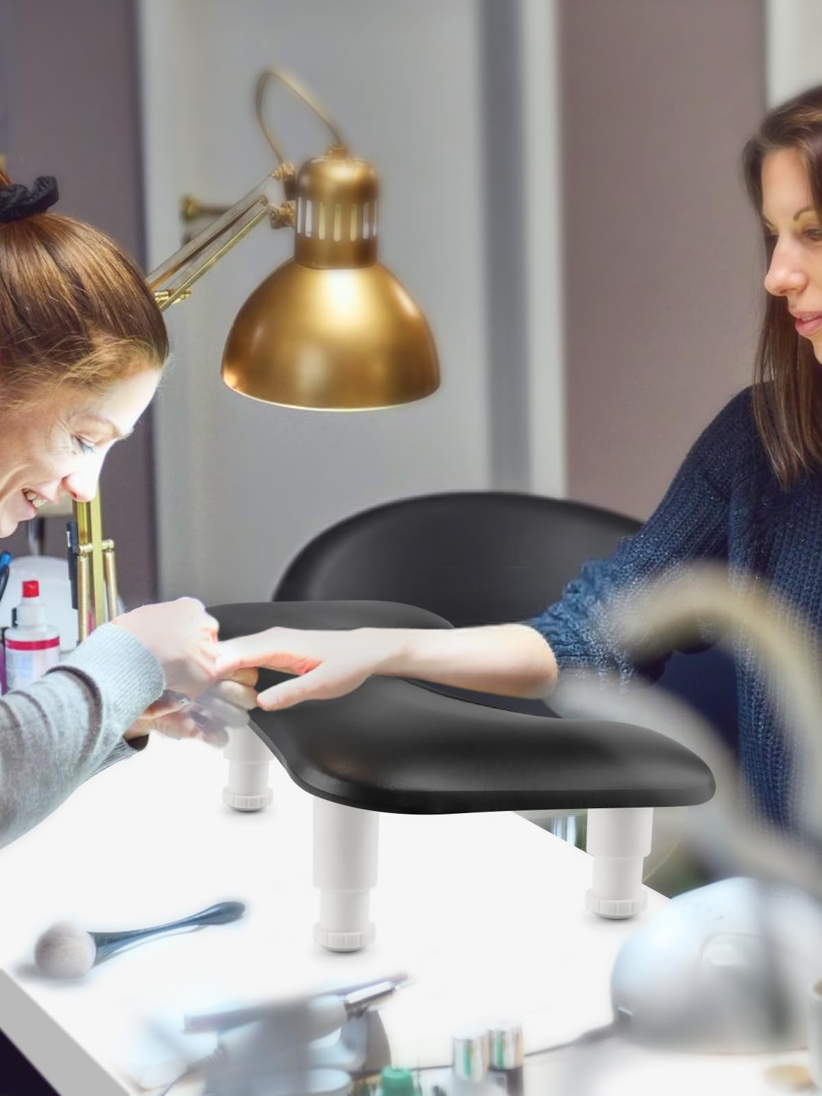 EBANKU Set of 2 Nail Arm Rest Covers for Nails Tech, Black Arm Rest Protector Covers, Premium PU Leather Waterproof, Suitable for U-Shaped Professional Manicure Nail Hand Rest