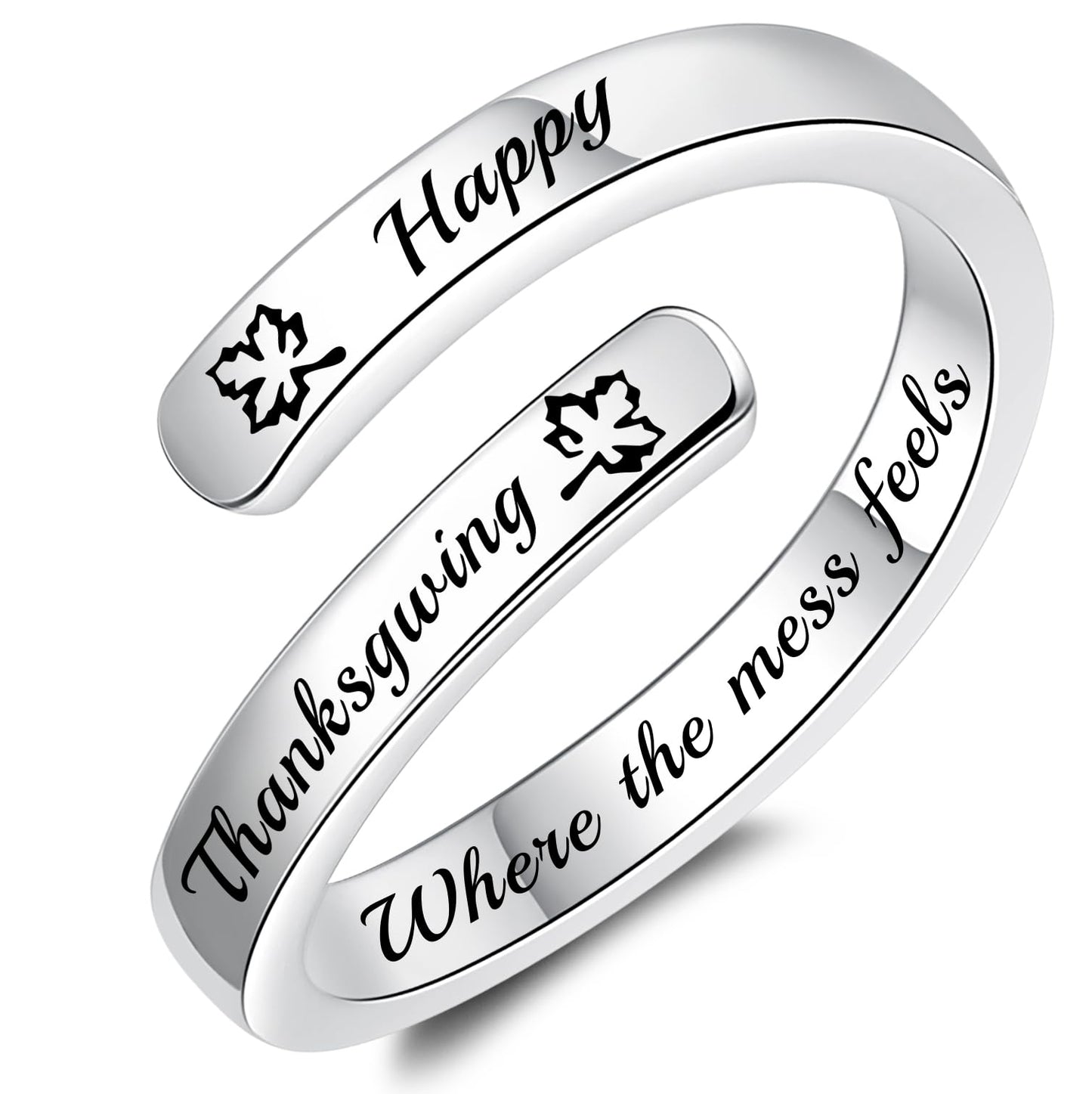 JXJL S925 Sterling Silver Inspirational Jewelry Rings Adjustable Ring Personality Encouragement Gift for Teens Women