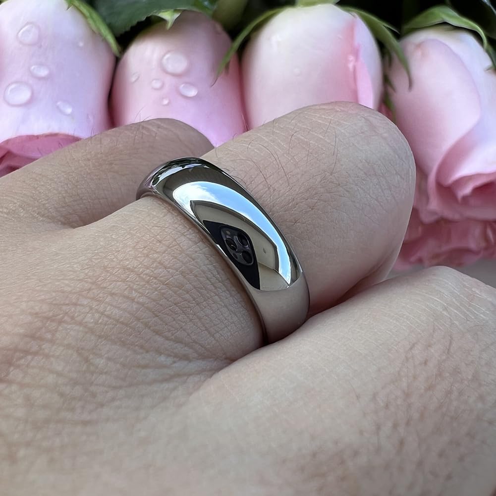 TUTISS 6mm Tungsten Rings for Men Women Engagement Wedding Bands Domed Polished Comfort Fit Size 10