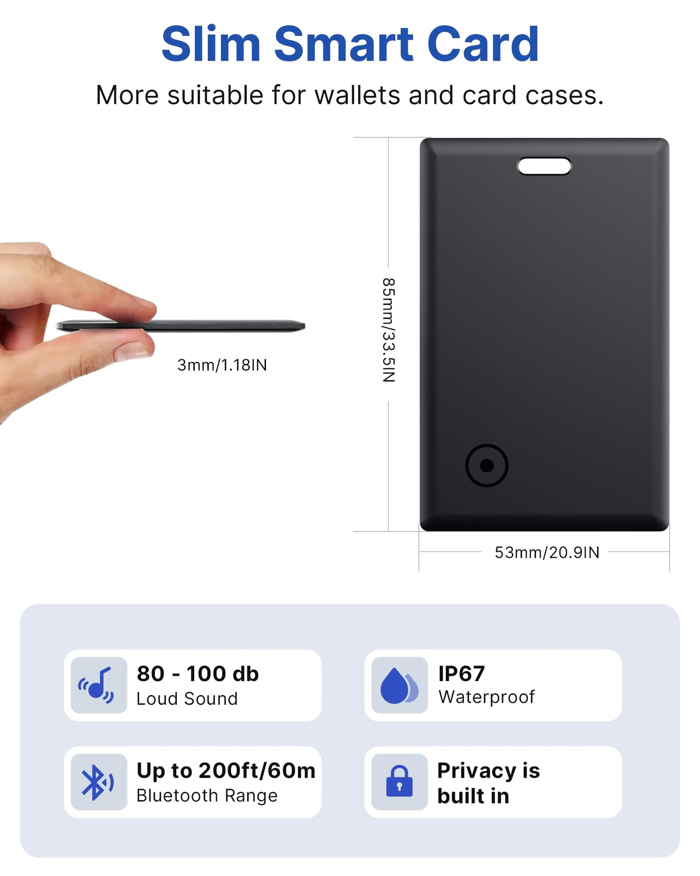 Wallet Tracker:2026 Tracker Card for iPhone & Apple Find My - Card Locator (2-Pack) for Keys, Wallet, & Bags, Long-Lasting Battery, Lost Mode & Alerts