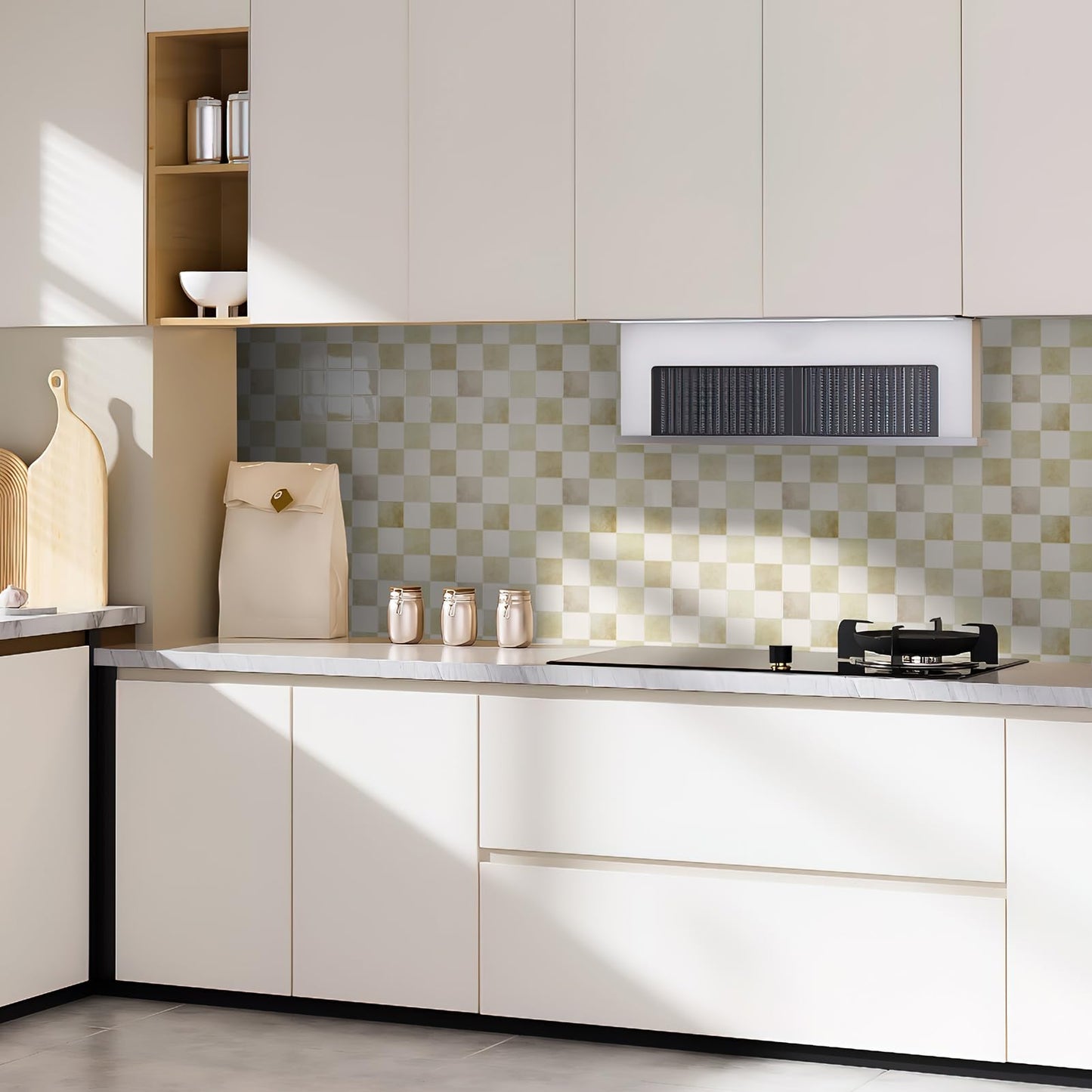 Art3d 10-Pack Heavy-Duty Peel and Stick Backsplash, 12x12 Inch Self-Adhesive Wall Tile Stick on Kitchen Countertop, Beige and White