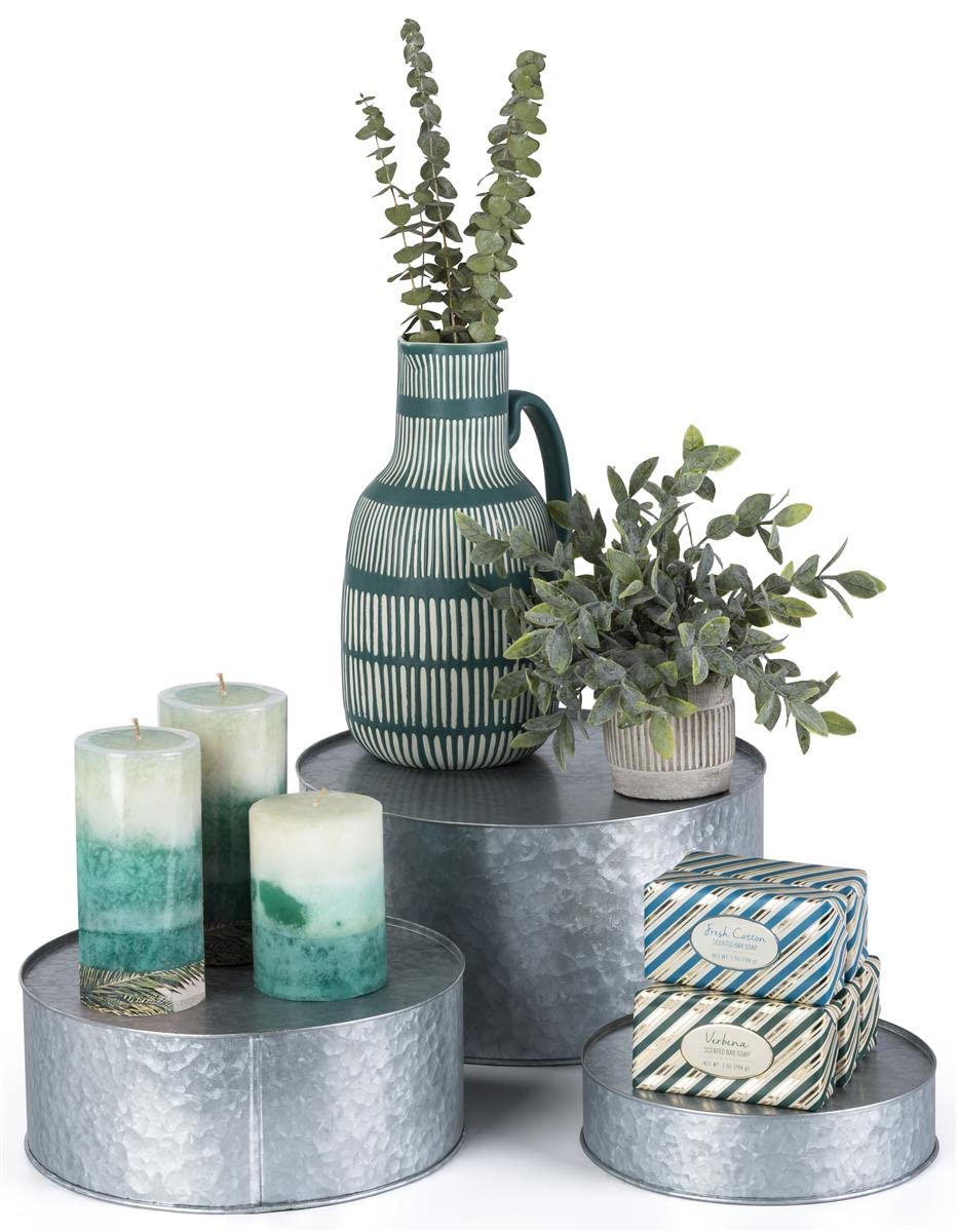 Displays2go Small Metal Plant Stands, Steel w/ Galvanized Coating, Indoor/Outdoor - Silver (SMRGGMR)